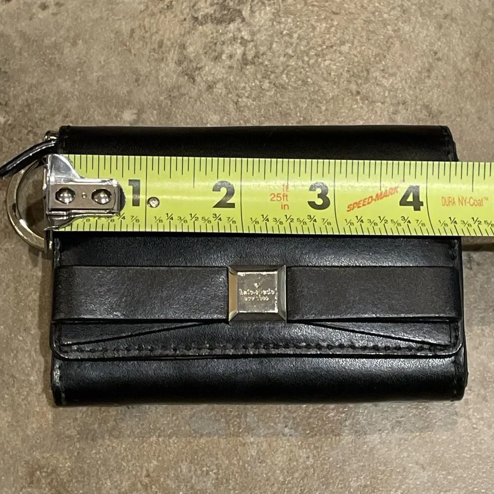 Kate Spade Darla Montford Park Black Leather Bow Key Ring Wallet - Picture 11 of 13